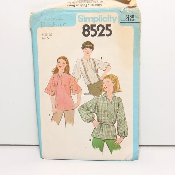 Vintage 70s Pullover Tunic Top Simplicity Pattern 8525 Size 10 CUT - Picture 1 of 2